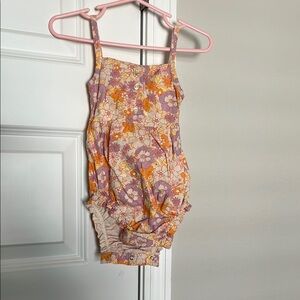 GAP Orange and Purple Bodysuit with Ruched Floral Design